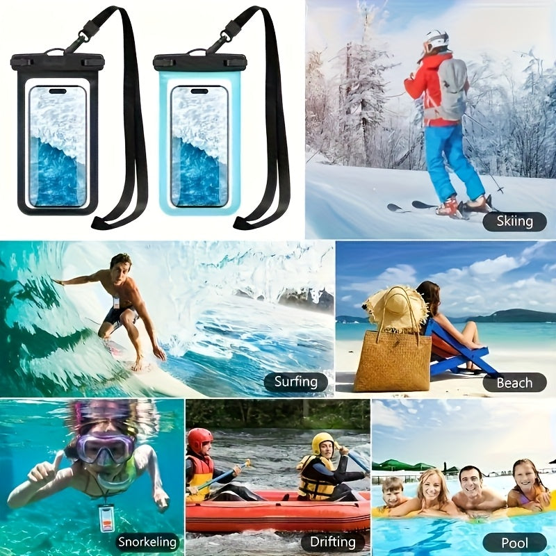 2pcs High Quality Phone Pouch with Lanyard - Clear Photo Taking for Swimming, Snorkeling, Beach, Pool, and Outdoor Activities, White, Swimming Essentials, Transparent Design, Durable High Quality Material