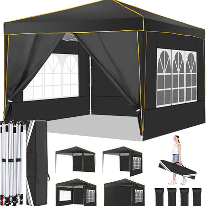 3x6m/3.05x3.05m Pop-up Tent With 6 Removable Side Walls Or 4 Removable Side Walls, With/without Sandbags, Style Optional, Suitable For Party Weddings, Garden Pavilion For Beach Wedding Camping Instant Awning, Upgraded Roof, W
