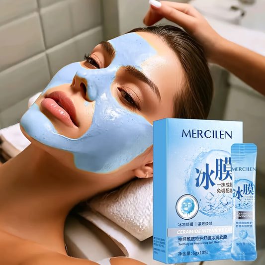 Ceramide Ice Soft makeup Mask 6gx10 pack, containing hyaluronic acid, vitamin E, Jojoba seed oil hydrates facial Light Beige to make Light Beige younger, suitable for all Light Beige types must travel Makeup base