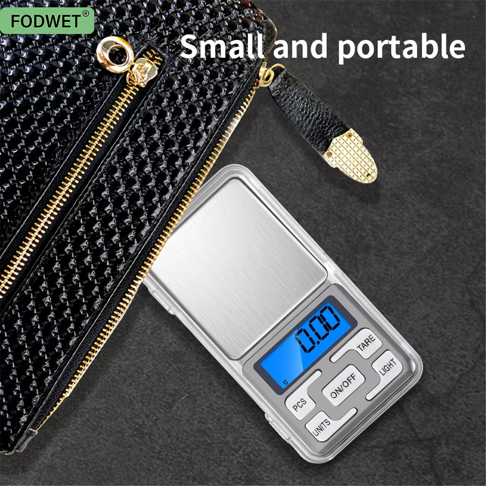 FODWET Digital Kitchen Scale Pocket Scale, Digital Gram Jewelry Ounce/Metered Jewelry Scale, Mobile Phone Scale with Backlight LCD, Food Weighing Scale, 200g 0.01g Precision, Travel Mini Weighing Scale 2*AAA Batteries Not Inc