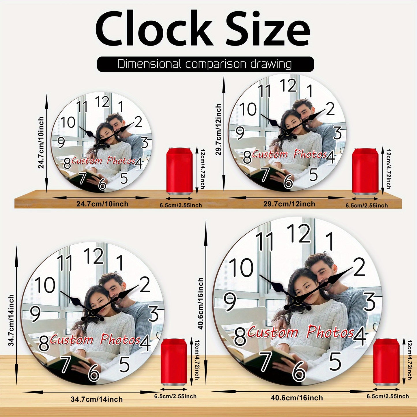 1pc Personalized Woodcut Wall Clock Personalized-Clocks Retail Clock Good Walls Clocks ChefWalls Clockserk Customized Valentine's Decorative Scullery Washroom Playroom Style Battery Operated Not Included