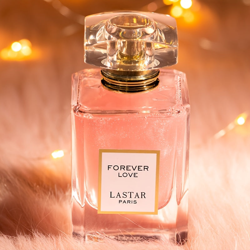 LASTAR Paris Forever Love Perfume 1.86oz, Romantic Floral Scent with Rose, Jasmine, Vanilla & Patchouli, Soft & Fresh Fragrance, Long-Lasting, Elegant Pink Glass Bottle with Golden Cap, Perfect Party/ Holiday Gift for Women