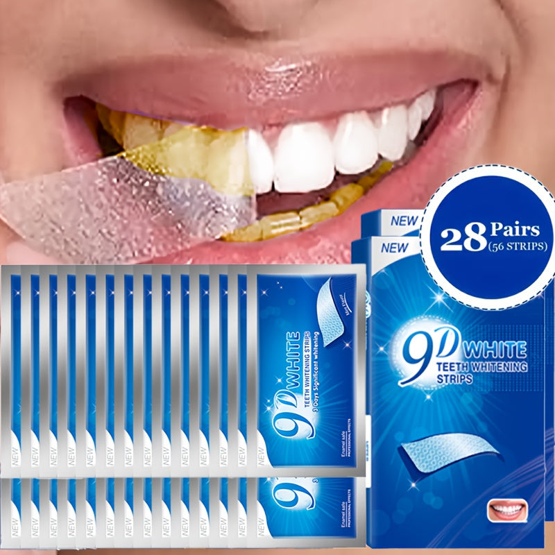 56pcs/28pairs 9D Teeth Strips Set, Safe and, Removes Dirt, Brightens Teeth