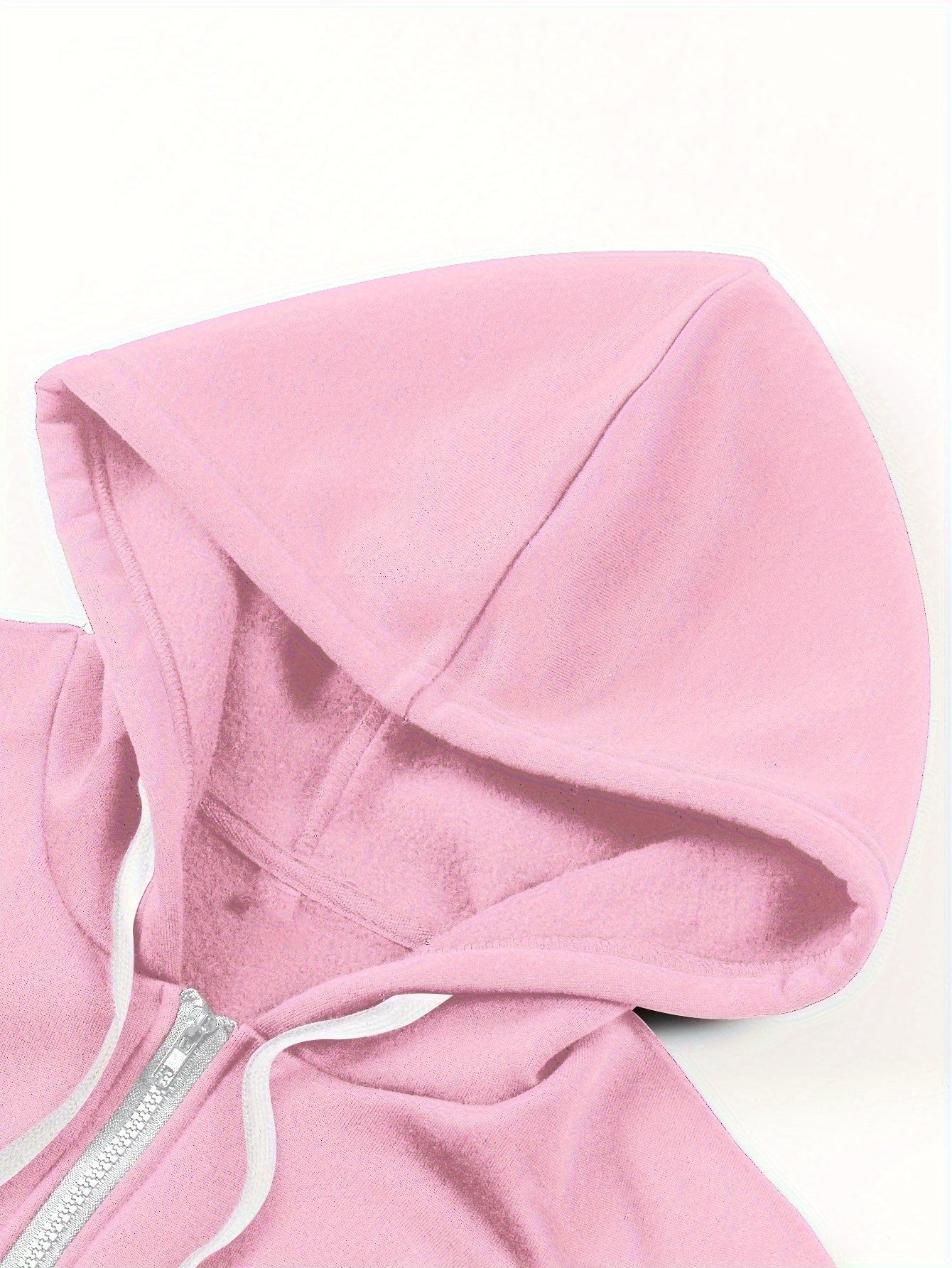1pc Women'S Pink Hoodie with "ICON" Letter Print - Cozy Long-Sleeve Zip-Up Sweatshirt, Machine Washable, Casual Fall/Winter Pullover with Pockets, Casual Winter Wear | Trendy Casual Hoodie | Machine Washable Fabric