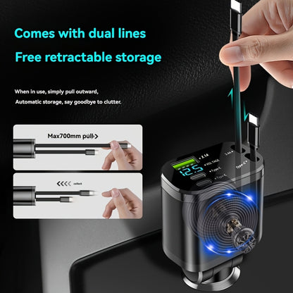 BAIDELUO Car Charger 5-in-1 Retractable Car Phone Charger with Retractable Cable Suitable for iPhone and USB Car Charger, Compatible with Galaxy - Suitable for iOS and Android Systems, Suitable for Various Car Models, Without