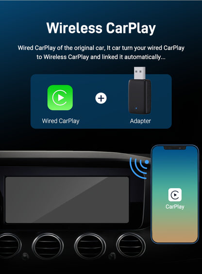 2-in-1 Wireless CarPlay & Android Auto AI Box, Compatible with 99% Original Cars – Wired to Wireless Conversion (2.4~5.0 GHz WiFi5), Stylish and Portable for iPhone iOS 10+ / Android 11+ Devices