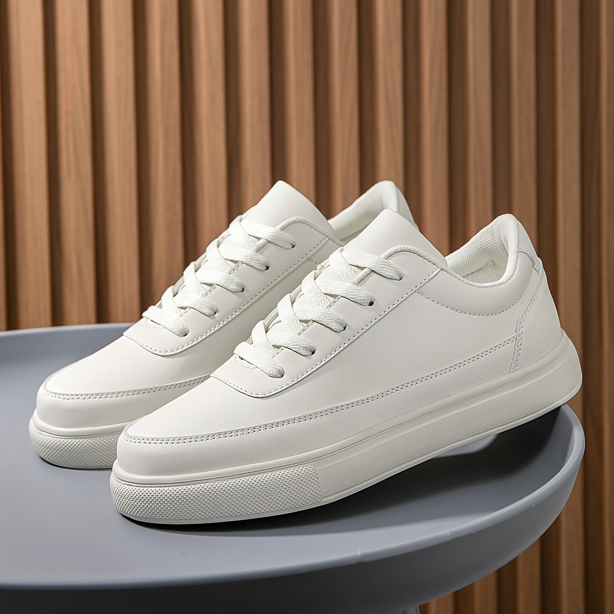 Lightweight Solid Skate Shoes - Men's Low Top Comfy Non Slip Casual Shoes - All Seasons Outdoor Walking Jogging Business Trip