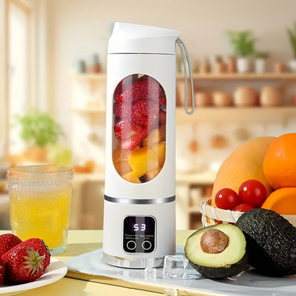 USB-Powered Portable Blender & Juicer with Digital Display, Stainless Steel Blade & Large Capacity (10.14-16.91oz) - Cordless Electric Mixer for Smoothies, Ice, Fresh Fruit Drinks - Compact Design with Ergonomic Handle, Speed