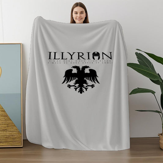 ILLYRIAN ETERNAL EAGLE Flannel Blanket - Soft Durable All-Season Throw with Bold Eagle Emblem & "Never Forgotten Always Remembered" Design for Sofa, Camping, Travel - Contemporary Style Mixed Color Gift for Loved Ones, Comfor