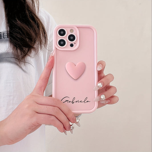 Personalized Customized Name Case for iPhone 17 16 15 14 13 12 11 Pro Max Luxury Acrylic 3D Love Heart Soft DIY Shockproof Gift Cover 14 15 16 Plus 17 Air