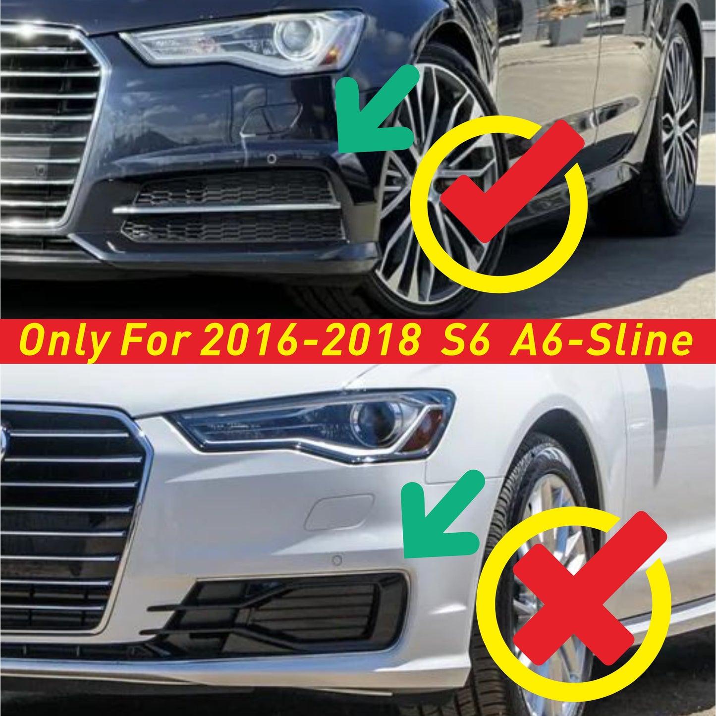 Gloss Black Front Lip Splitter for AUDI A6-S-Line/S6/C7-Facelift 2016-2018