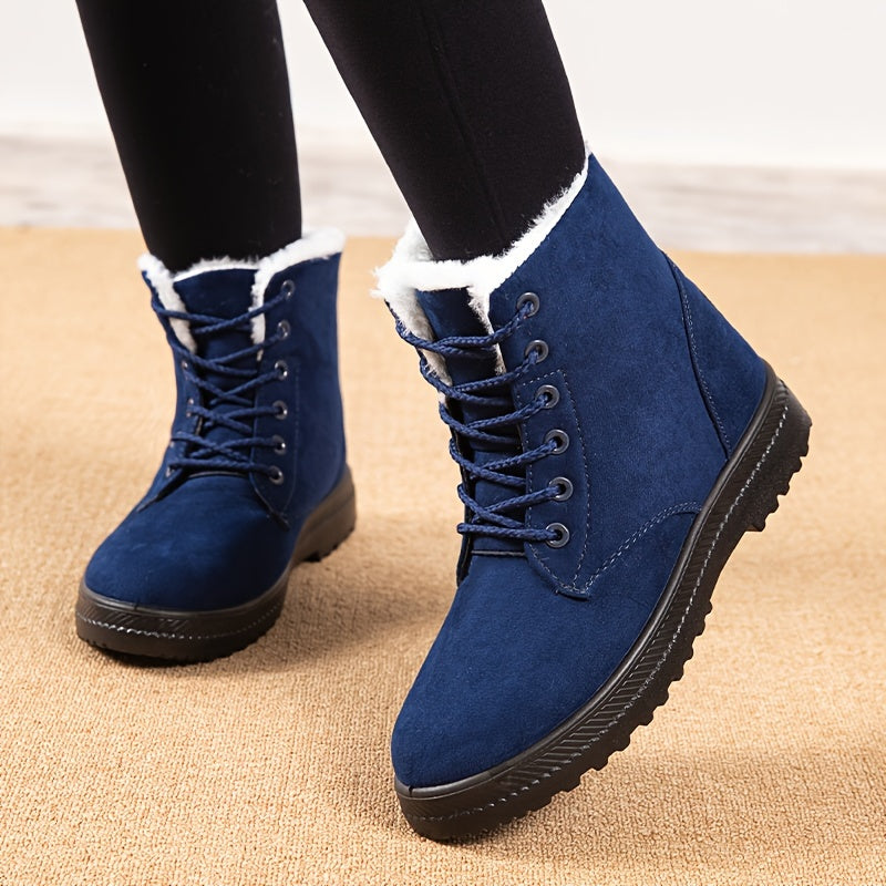 Women'S Winter Snow Boots - Slip-Resistant PU Sole, Lace-Up Closure, Cushioned Insole - Cold Weather Boots for Everyday & Formal Outfits - Extended Sizes up to US Women'S 44 (EU 43) - Black Boots for Winter Adventures, Snowy