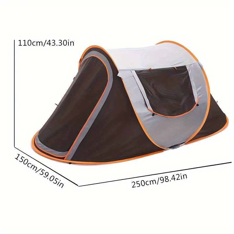 4-Person Automatic Pop-Up Camping Tent - Lightweight 190T Polyester & 210D Oxford Floor, 4 Wind Ropes, 8 Ground Stakes, 3.0mm Height, 1.9m Length - Easy Setup Oval Tent for Family Camping, Hiking, Outdoor Adventures (Mixed Co