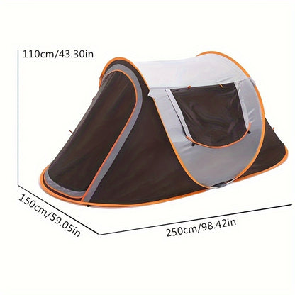 4-Person Automatic Pop-Up Camping Tent - Lightweight 190T Polyester & 210D Oxford Floor, 4 Wind Ropes, 8 Ground Stakes, 3.0mm Height, 1.9m Length - Easy Setup Oval Tent for Family Camping, Hiking, Outdoor Adventures (Mixed Co