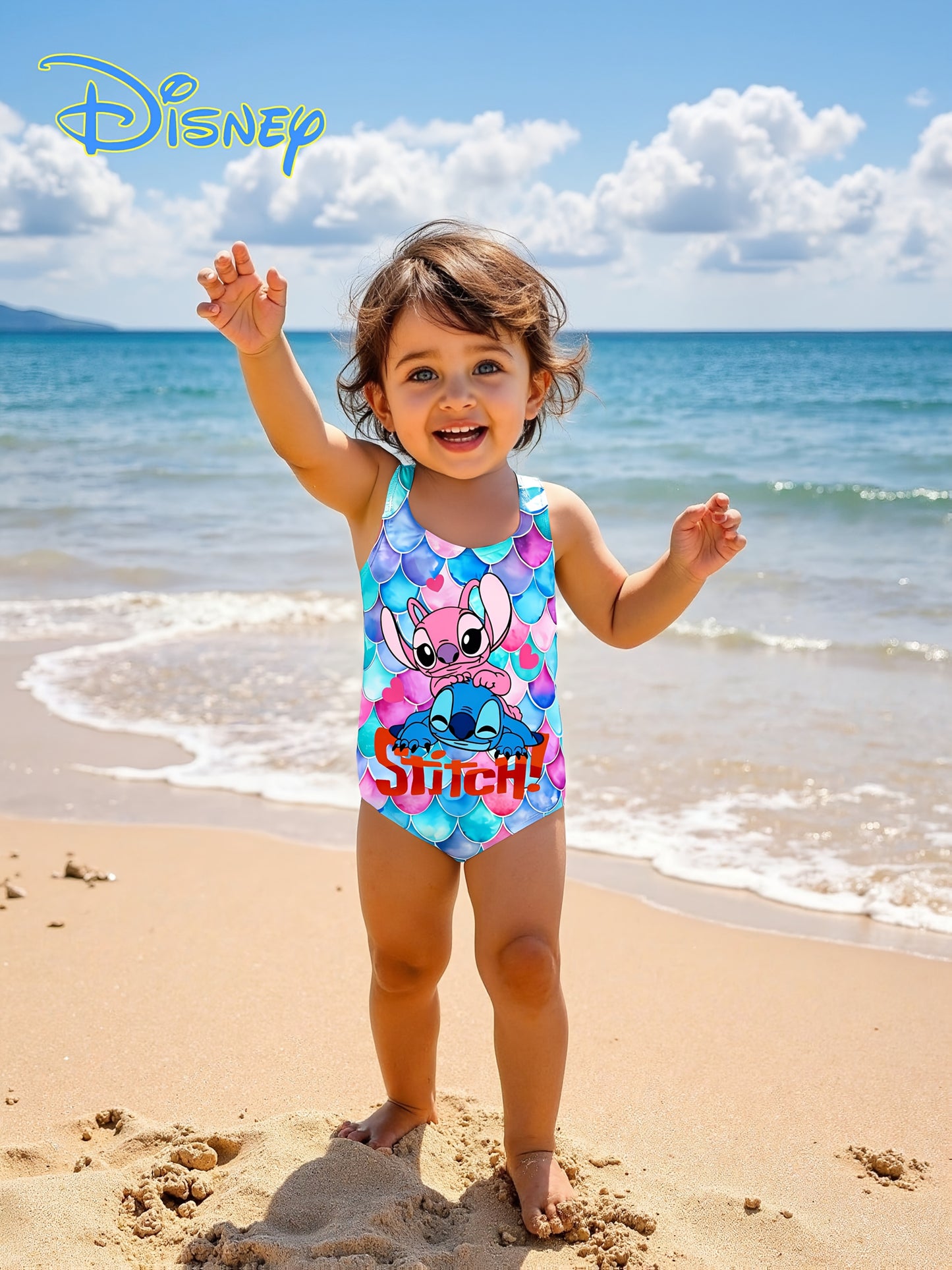 Random Print Stitch Hawaiian Style One-Piece Swimsuit - Simple and Stylish