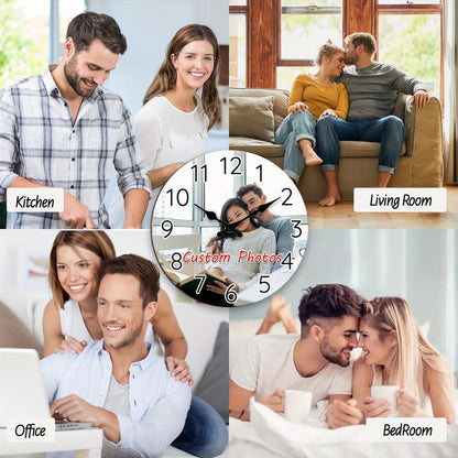 1pc Personalized Woodcut Wall Clock Personalized-Clocks Retail Clock Good Walls Clocks ChefWalls Clockserk Customized Valentine's Decorative Scullery Washroom Playroom Style Battery Operated Not Included
