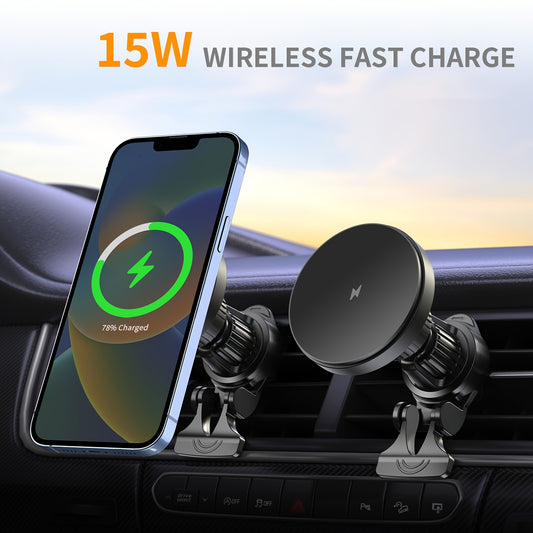 Hituny Magnetic Car Charger Mount, Wireless Fast Charging, USB Connector, Magnetic Charging Adapter, ≤36V Operating Voltage, with USB Charging Power Mode for iPhone 12-16 Series