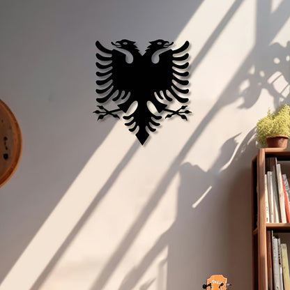 Elegant Black Metal Eagle Wall Sculpture - Laser-Cut Flag Design, Decorative Iron Art Plaque for Home, Porch, Garden Gate - Ideal New Home Gift, Outdoor Decor