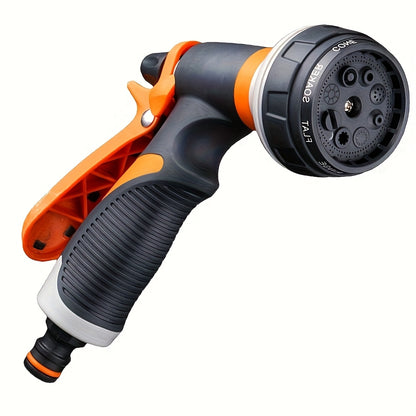 High-Pressure Adjustable Nozzle Garden Watering Gun - Lightweight Durable Plastic, Ergonomic Orange and Black Grip, Suitable for American/European Hoses - Ideal for Lawn Care, Car Washing, and Outdoor Watering, Comfortable Ha