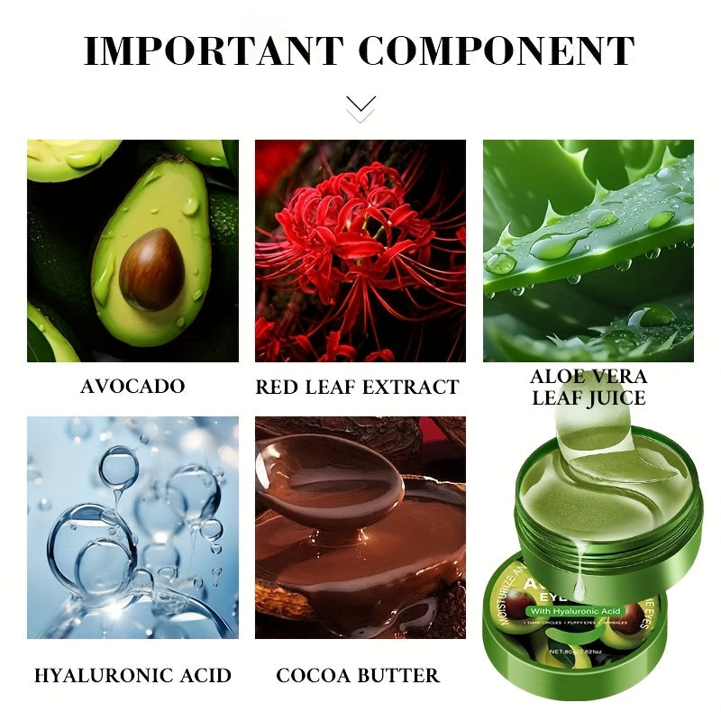 ROZINO Aloe Vera & Hyaluronic Acid Eye Mask - 60pcs Deep Moisturizing Essence Patches for Dark Circles, Puffiness, and Wrinkles, Brightens and Firms Skin, Suitable for All Skin Types, Eye Care | Natural Ingredients | Hydratin