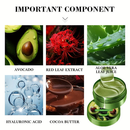 ROZINO Aloe Vera & Hyaluronic Acid Eye Mask - 60pcs Deep Moisturizing Essence Patches for Dark Circles, Puffiness, and Wrinkles, Brightens and Firms Skin, Suitable for All Skin Types, Eye Care | Natural Ingredients | Hydratin