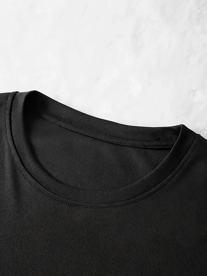 Women'S "Klein" Print Short Sleeve T-Shirt & Black Pants Two-Piece Set - Casual, Stretchy Fabric, Pink & Black Design, Spring/Summer Casual Wear, Casual Attire|Graphic Tee|Stretchy