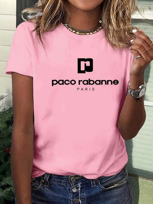 Women'S Soft Pink T-Shirt - Minimalist Elegant Y2K Retro Graphic Tee with Bold Lettering - Everyday Casual & Formal Outfits - Sizes S-XXL - Non-See-Through Fabric - Women'S Fashion Top, Ladies T Shirts, Versatile Clothing, Me