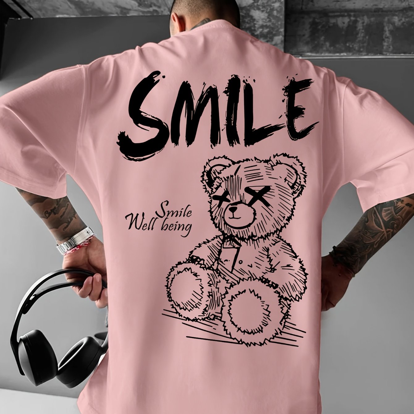 Men'S Bright Yellow Graphic T-Shirt - Loose Fit Streetwear Tee with Smile Design, Round Neck Summer Shirt for Everyday & Formal Outfits - Lightweight Casual Top, Street Style, Bold Print, Comfortable Material, Printed Shirt,