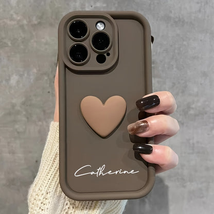 Personalized Customized Name Case for iPhone 17 16 15 14 13 12 11 Pro Max Luxury Acrylic 3D Love Heart Soft DIY Shockproof Gift Cover 14 15 16 Plus 17 Air