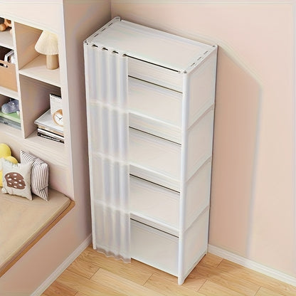 Five/Six-Tier Storage Cabinet Lightweight Dustproof Home Organization Minimalist Beautiful High Load Capacity Living Room Bedroom Balcony Multi-Functional Large Capacity Storage Cabinet