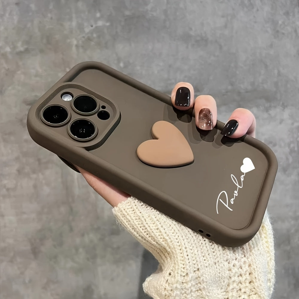 Personalized Customized Name Case for iPhone 17 16 15 14 13 12 11 Pro Max Luxury Acrylic 3D Love Heart Soft DIY Shockproof Gift Cover 14 15 16 Plus 17 Air