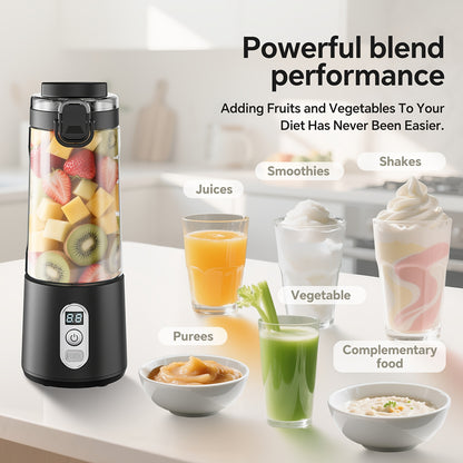 USB Rechargeable Portable Blender with Digital Timer Display, 10-Cup Capacity, Detachable & Easy-Clean Design for Smoothies, Juices, Protein Shakes - Ideal for Gym, Travel, Home Use, Smoothie Blender Portable, Juice Preparati