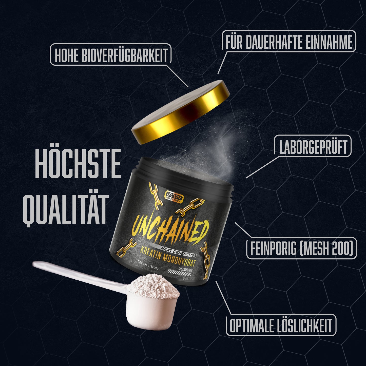 Creatine Monohydrate Powder 350 g - Pure Creatine Monohydrate Without Additives & Vegan - Mesh Factor 200 - Optimal Solubility - Creatine Monohydrate Made in Germany - Tasteless