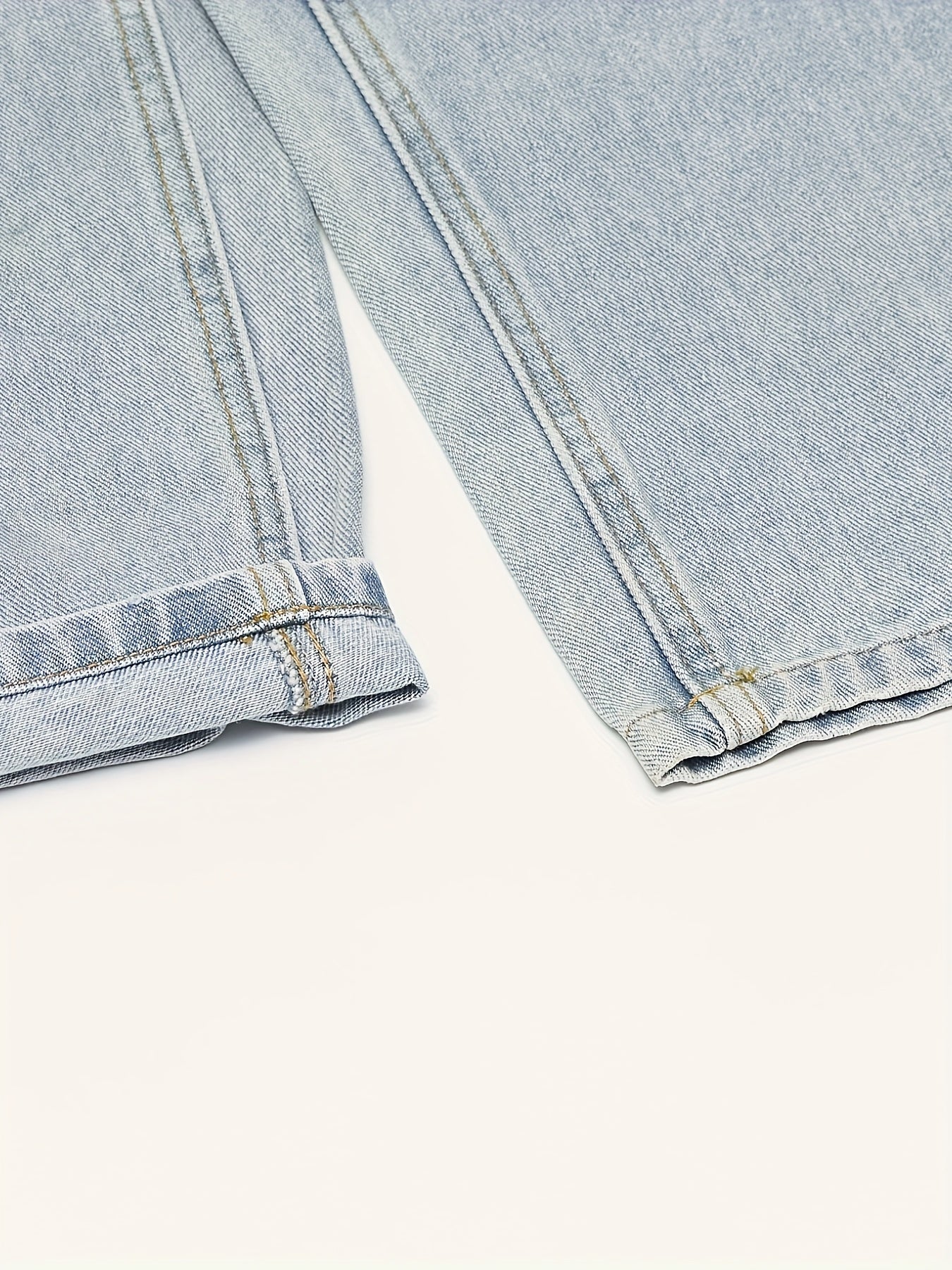 Men's Relaxed Fit Straight-Leg Distressed Wash Print Denim Shorts - Casual Streetwear Versatile Mid-Length Shorts for All-Season Comfort