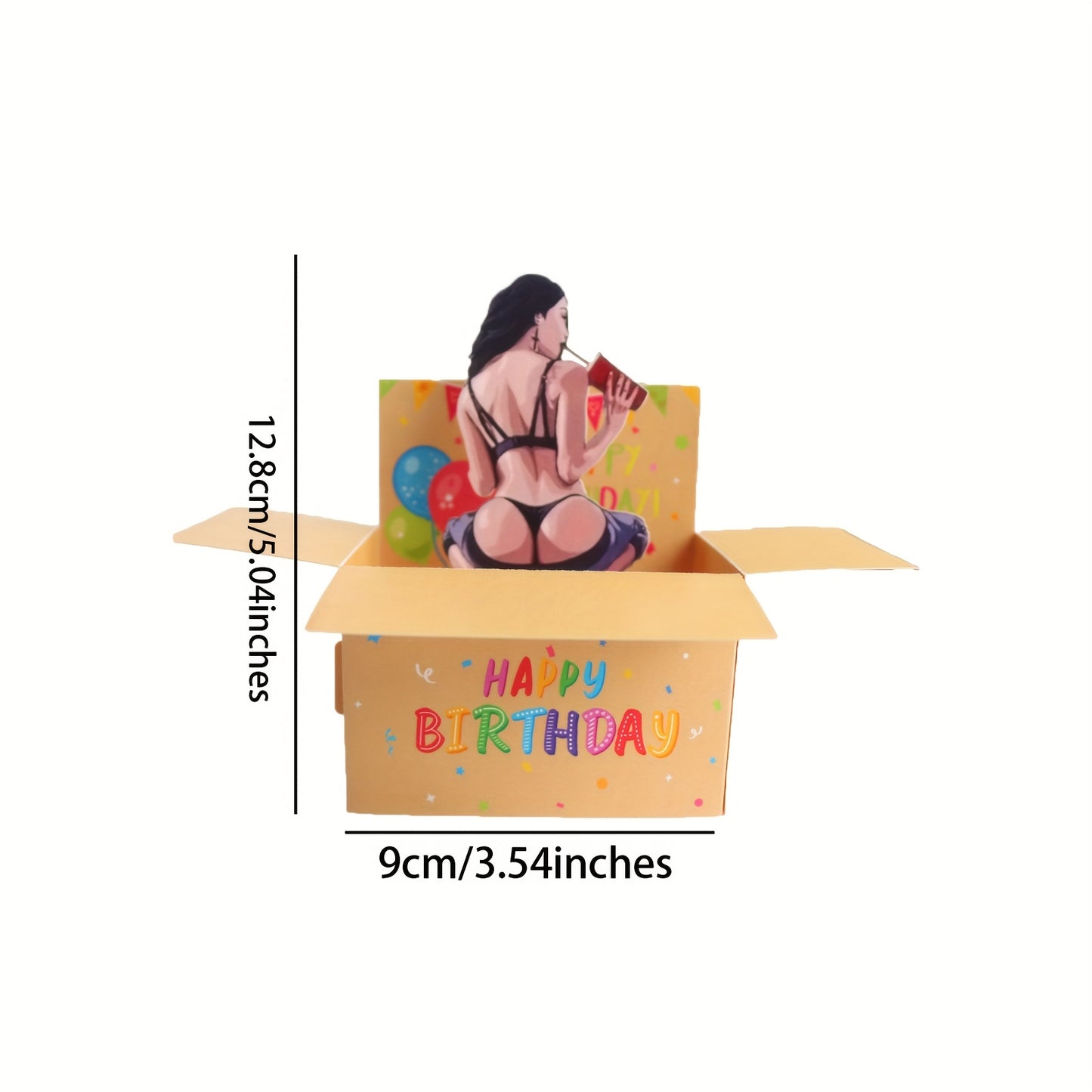 1pc Beauty Girl Happy Happy Birthday Card, Perfect Gift to Buddy, Besite & Brother for Prank, with Note Card Behind and Envelop, Party Supply, Party Invitaion Card, Friendship Greeting Card