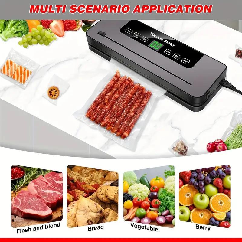 EU Plug Vacuum Sealer Machine with 10 Bags, Multi-Functional Vacuum Food Sealer Machine Compact Vacuum Food Preservation to Keep Food Freshness