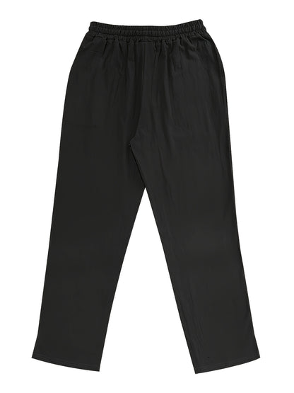 Men's Lightweight Breathable Linen Pants - American Loose Fit Straight Leg Casual Trousers with Adjustable Drawstring Waist & Side Pockets, Semi-Sheer Solid Color for Beach Vacation, Summer Outings & Casual Attire, Beach Pant
