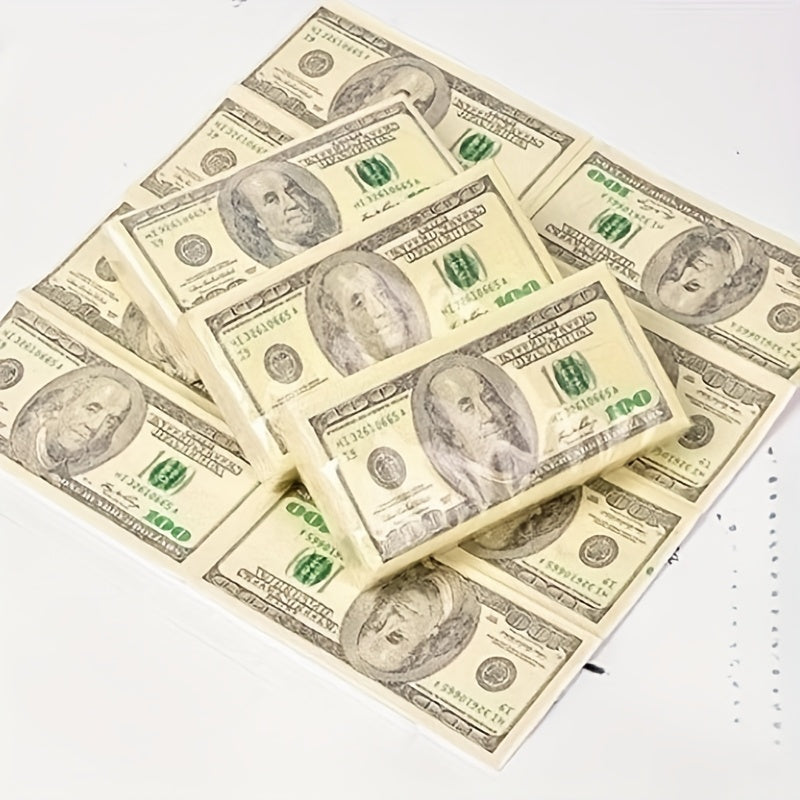 100 Dollar Bill Napkins - Disposable US Dollar Bills for Weddings, Birthdays & Party Tricks - High-Quality Paper Napkins with Bold $100 Bill Design, Napkins Disposable, Birthday Party Supplies, Bold Design, Quality Paper Napk