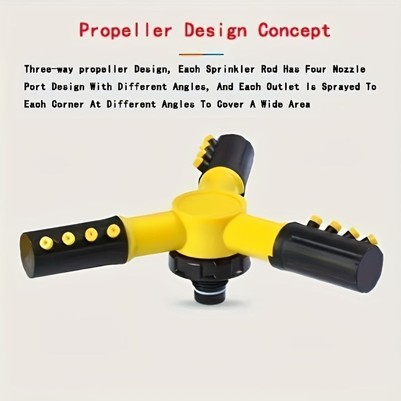1pc Lawn Automatic Rotating Sprinkler, 360° Rotating Sprinkler/Sprinkler, 3 Manually Adjustable Rotating Arms Can Be Combined with Multiple Angles, Large Area Coverage for Garden Courtyards, Lawn Gardening Automatic Irrigati
