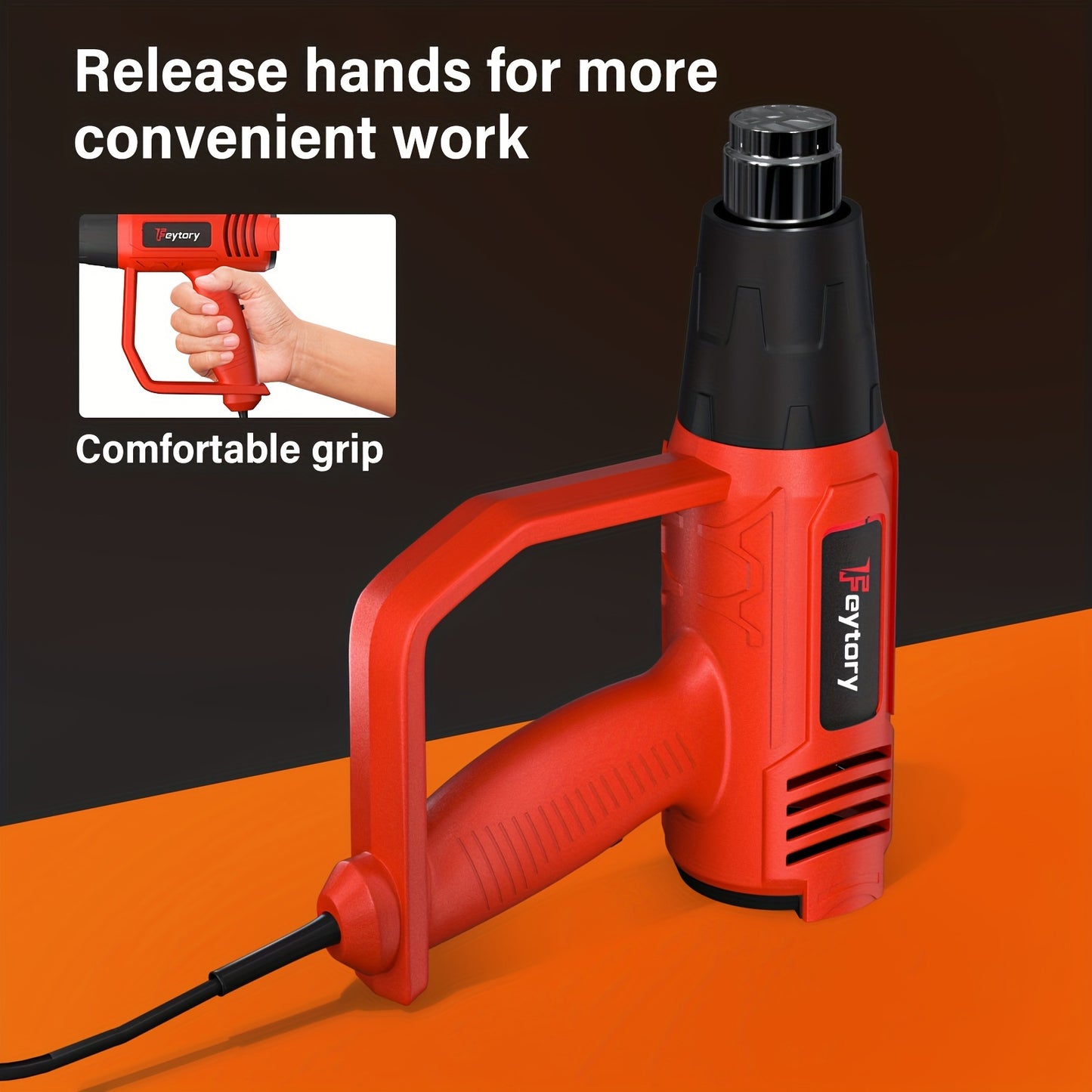 2000W Heat Gun, Handheld Hot Air Gun Variable Temperature, 2 Temperature Modes & 4 Nozzles For DIY, Stripping Paint, Shrinking PVC, Wrapping, Embossing - Red