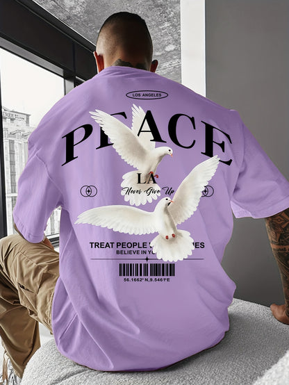 Men's Round Neck American Street Letter Loose T-Shirt