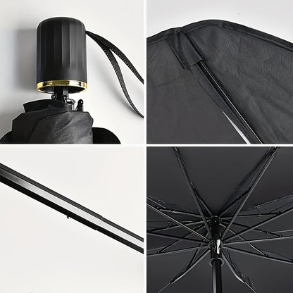 Compact Roll-Up Sunshade for Front Window - Heat Insulation and UV Protection, Easy-to-Use Auto Interior Accessory, UPF50+ Material, Fits Most Vehicles, Sun Protection Curtain | Sleek Black Umbrella Design | Easy Handling, Ca