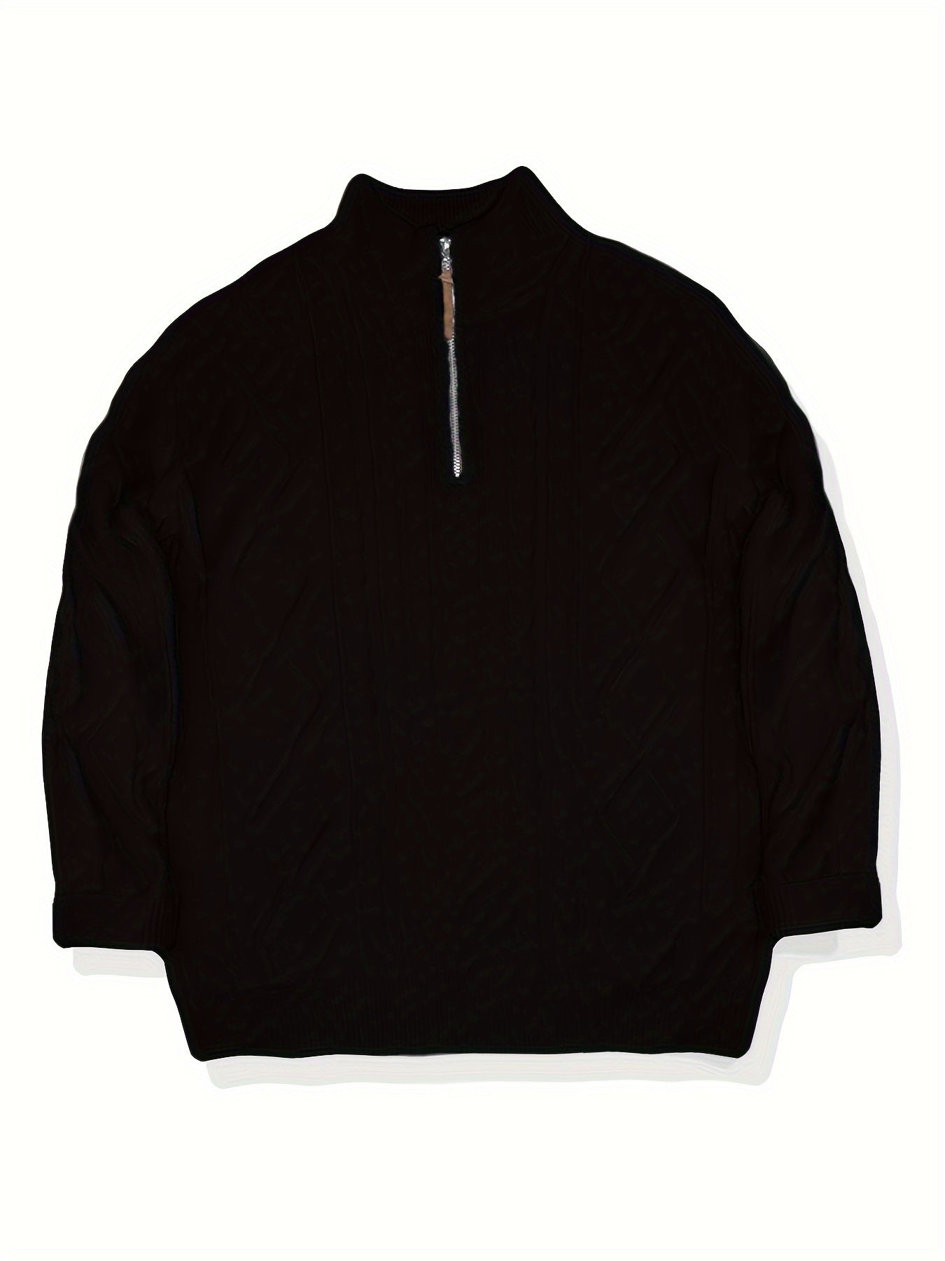 Men's Sweater, Half-High Collar Zip-Up Cable Knit Pullover with Adjustable Neckline, Classic Cable Weave Design, Minimalist and Versatile for Casual Wear, Mature and Stylish Look, Perfect for Autumn and Winter Seasons, Combin