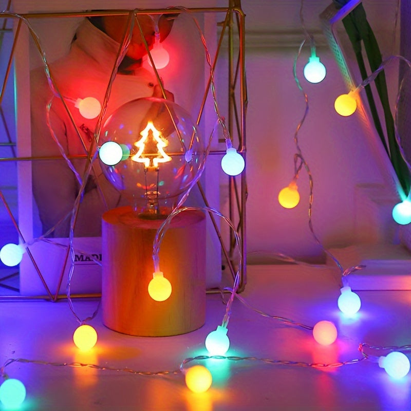 1pc USB-Powered 8 Lighting Modes Ball String Lights - Energy-Efficient, Touch Control, Ideal for Home Decor, Parties, Weddings, Ramadan & Eid al Fitr, Bedroom Wall Decor, Party Lighting | Elegant Lighting | USB Powered Lights