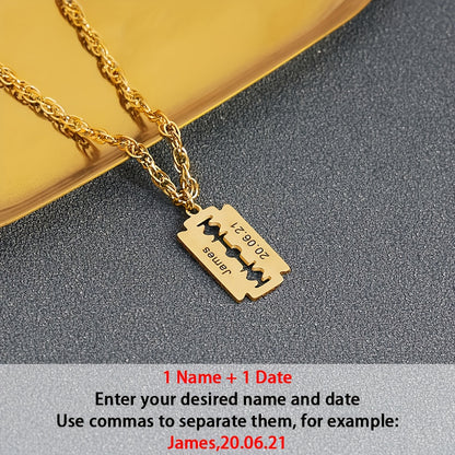 Custom 18K Gold Plated 18K Gold Plated-Plated Razor Blade Pendant Necklace, a Personalized Accessory for Men, Made of 304L 304L 304L Stainless Steel Suitable for Everyday Wear, a Unique Gift for Him for Birthdays, Holidays, W