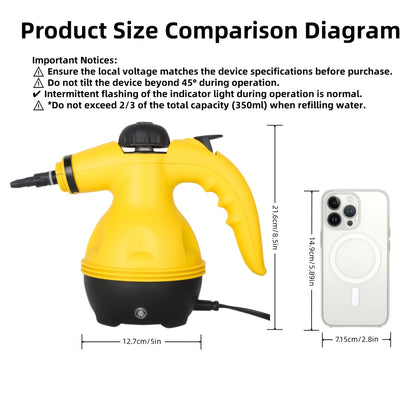 ESUPER Handheld Pressurized Steam Cleaner - 600W 220-240V Multi-Surface Steamer with 3 Brush Heads, 2 Nozzles & 2 Attachments for Home, Car, Upholstery, Grout - Ergonomic Design, Durable ABS Resin, European Plug, 350ml Capaci
