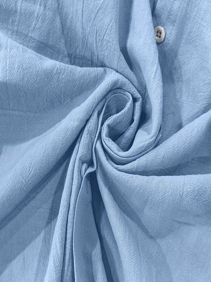 Men's Lightweight 95% Linen Shirt - Breathable Summer Casual Button-Up with Stand Collar, Regular Fit for Beach & Urban Wear, Solid Color
