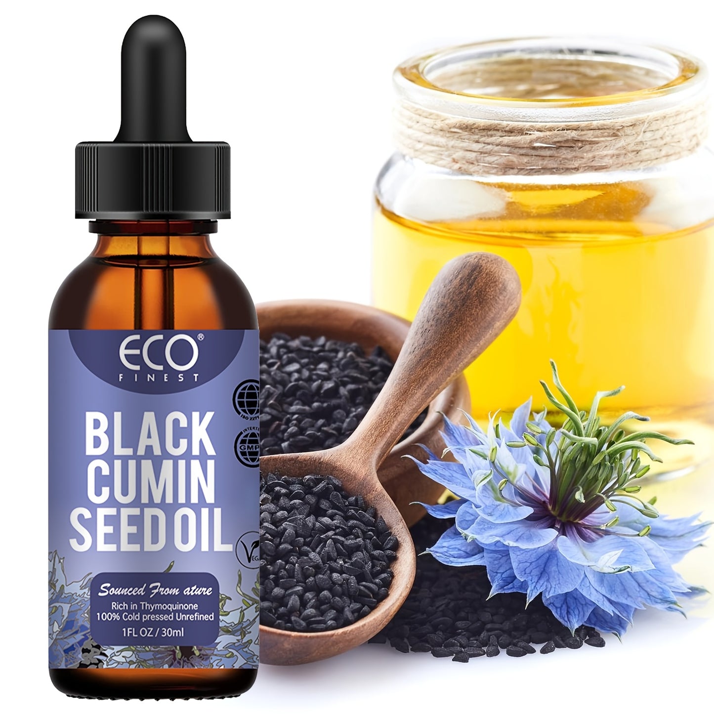 Eco Finist Black Cumin Seed Oil 1fl oz - Cold Pressed, Vitamin E Enriched