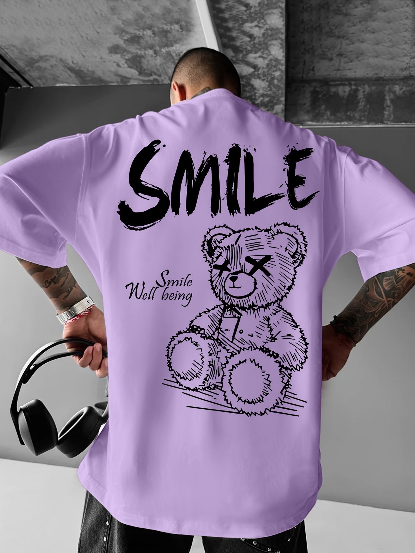 Men'S Bright Yellow Graphic T-Shirt - Loose Fit Streetwear Tee with Smile Design, Round Neck Summer Shirt for Everyday & Formal Outfits - Lightweight Casual Top, Street Style, Bold Print, Comfortable Material, Printed Shirt,