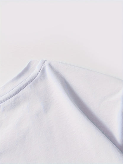 Men's Casual Compass Print T-Shirt - Breathable Polyester, Crew Neck, Short Sleeve - Perfect for Summer